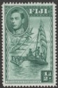 Fiji 1941 KGVI Canoe ½d Green perf 14 Mint SG249a