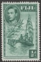 Click for more photos and details Fiji 1941 KGVI Canoe ½d Green perf 14 Mint SG249a