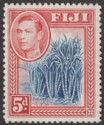 Fiji 1938 KGVI Sugar Cane 5d Blue and Scarlet Mint SG258