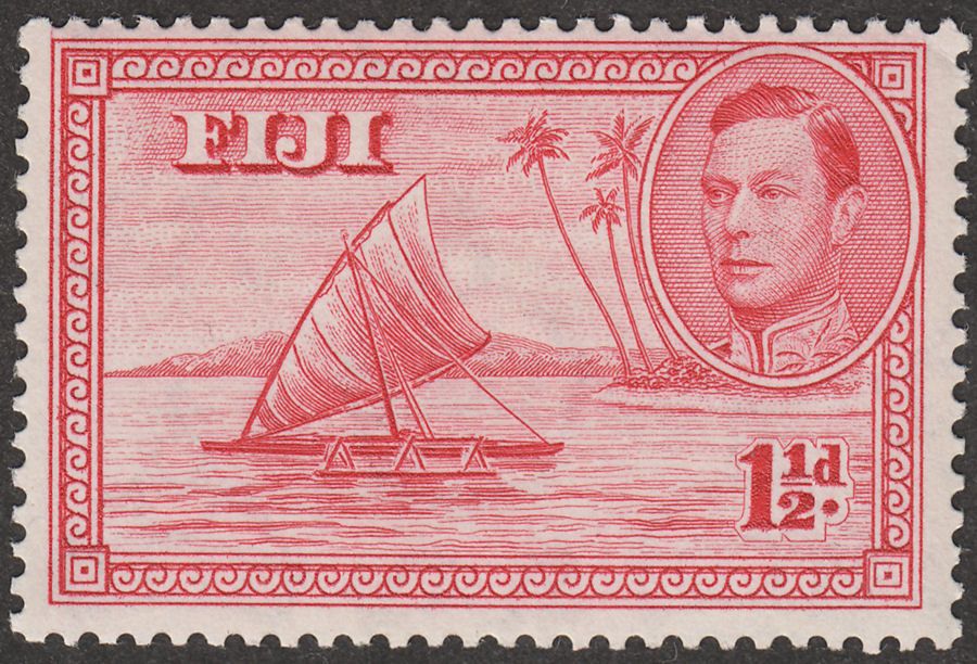 Fiji 1938 KGVI Canoe 1½d Carmine Die I Mint SG251