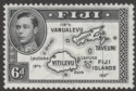Click for more photos and details Fiji 1940 KGVI Map 6d Black Die II perf 13½ Mint SG261