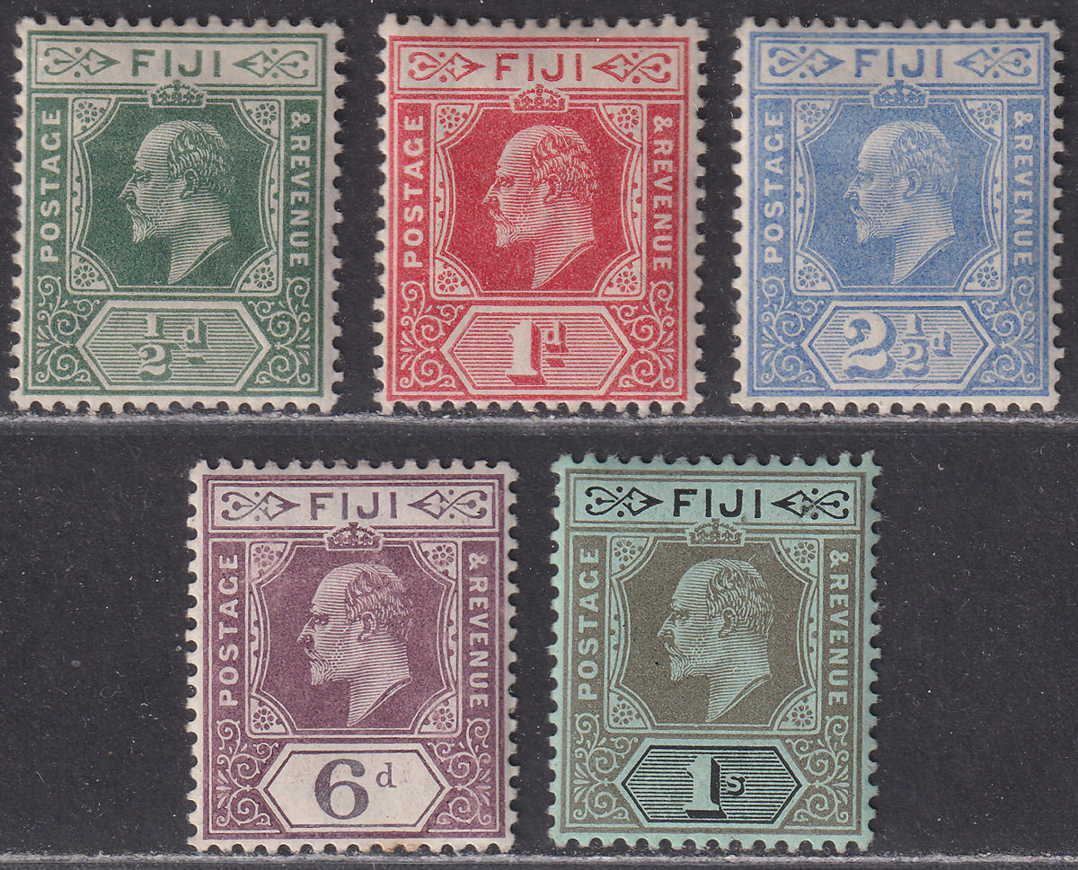 Fiji 1906 King Edward VII Set to 1sh Mint SG118-122 tone spot on 6d