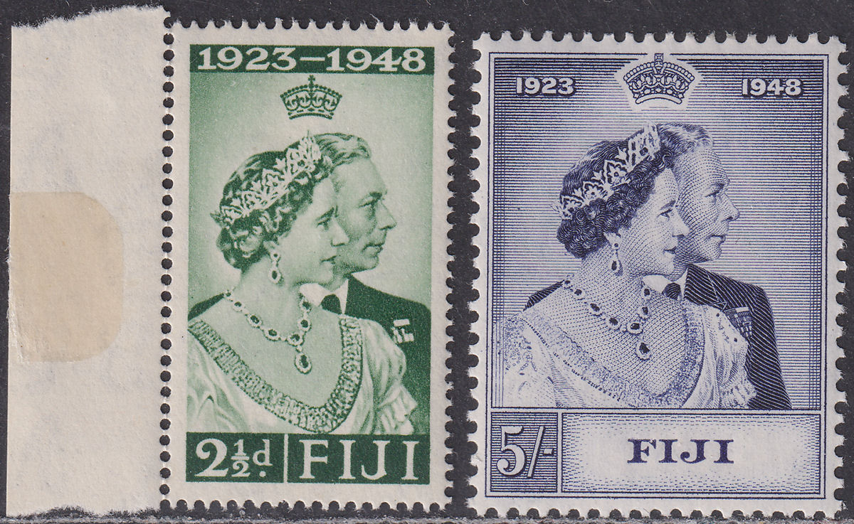 Fiji 1948 KGVI Royal Silver Wedding 2½d, 5sh Mint SG270-271 cat £14 RSW