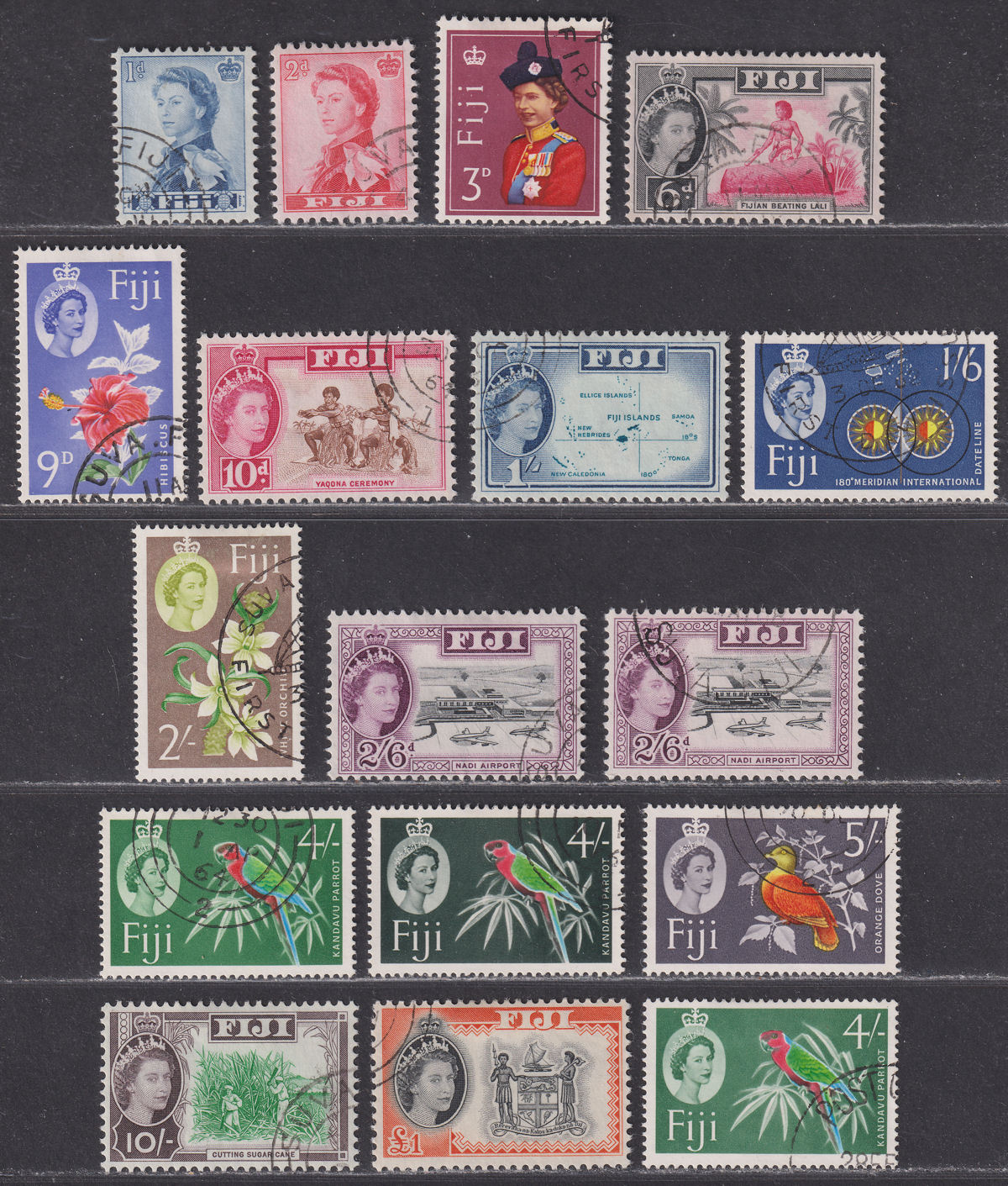 Fiji 1962 Queen Elizabeth II Set Used SG311-325 cat £25