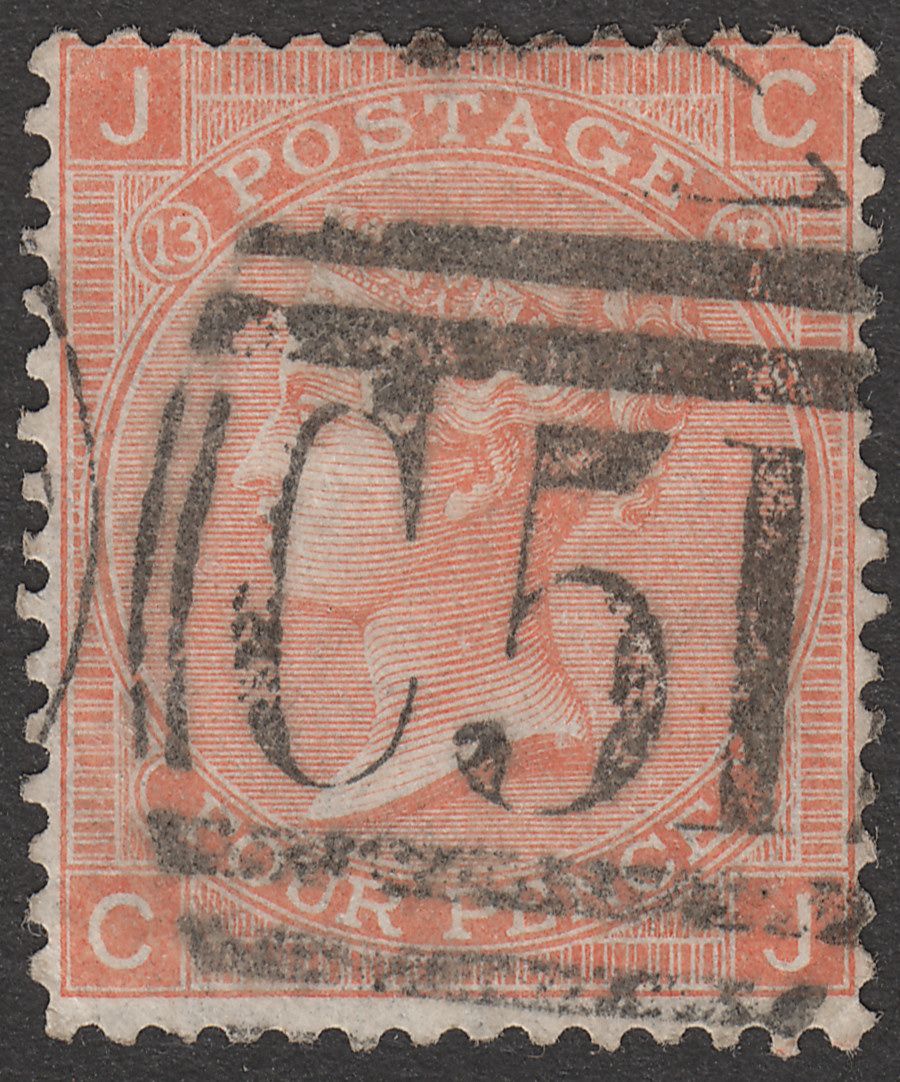 Danish West Indies 1873 QV 4d Red GB Used Abroad C51 ST THOMAS Postmark ...