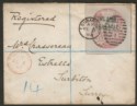 Click for more photos and details GB 1885 QV Inland Revenue Embossed 3d Used on Registered Cover SG F29 unpriced