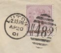Click for more photos and details GB 1901 QV Bankruptcy Revenue 1d on 1d Used on Postal Cover BF102 untaxed Luton