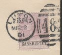 Click for more photos and details GB 1901 QV Bankruptcy Revenue 1d Used on Postal Cover BF82 untaxed 482 postmark
