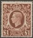 Click for more photos and details King George VI 1948 £1 Brown Mint SG478c cat £25