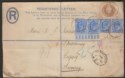 Click for more photos and details King Edward VII 1902 2½d x4 Uprating 2d/1d Registered Post Stat Cover - Germany
