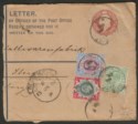 Click for more photos and details King Edward VII 1906 1sh, 9d and ½d Uprating 2d/1d Reg Postal Stationery Piece