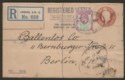 Click for more photos and details King Edward VII 1910 1½d Chalky Uprating 2d/1d Reg Postal Stat Cover to Berlin