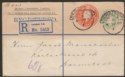 Click for more photos and details King Edward VII 1909 4d Orange + ½d Green Reg Postal Stationery Cover to Germany