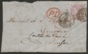 Click for more photos and details QV c1860 No Letters 6d Lilac Used on Large Piece to Switzerland w Red PD Marks