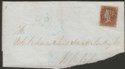 Click for more photos and details GB 1842 QV 1d Red-Brown Imperf Used on Cover Belfast - Whitehaven noted plate 22