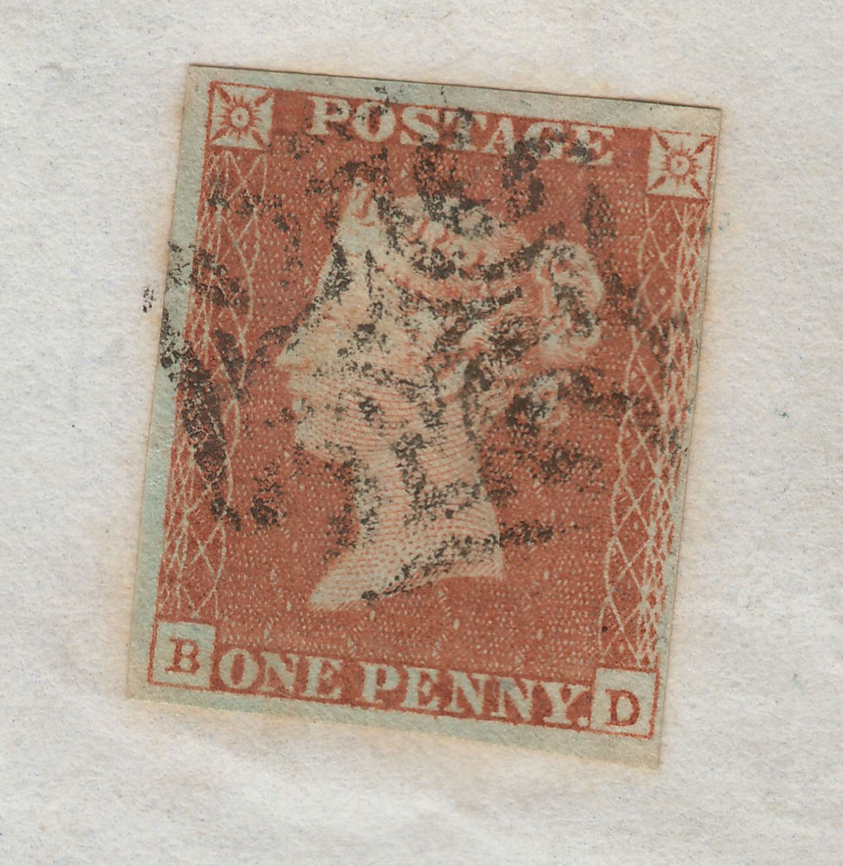 GB 1842 QV 1d Red-Brown Imperf Used on Cover Belfast - Whitehaven noted plate 22