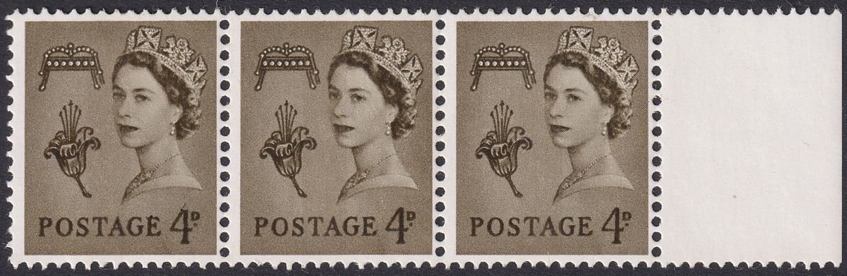 Guernsey 1968 QEII Wilding 4d Strip Mint with Retouched 4 Variety SG XG8d