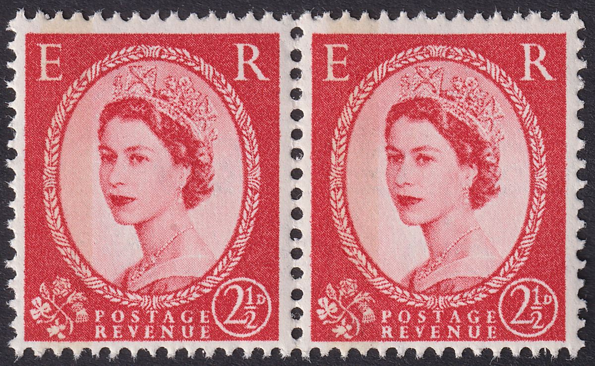QEII 1961 Wilding 2½d Type I Phosphor Left Pair UM Mint SG614b cat £90
