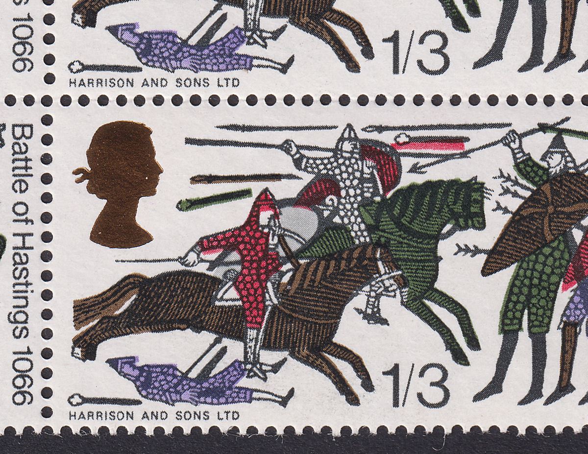 QEII 1966 Battle of Hastings 1sh3d Block with Club Flaw Variety Mint SG712b c£28