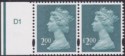 QEII 2003 Machin £2 Dp Blue-Green Missing £ Cylinder D1 Pair Mint SG Y1747