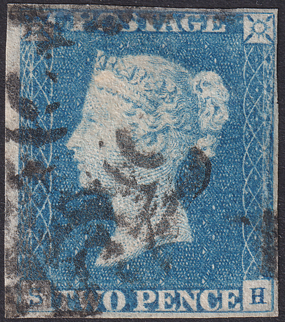Queen Victoria 1840 2d Blue Used Black MX SG5 c£975 Letters SH REPAIRED