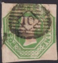 Queen Victoria 1847 Embossed 1sh Green Imperf Cut-Square Used SG55 cat £750 THIN
