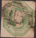 Queen Victoria 1847 Embossed 1sh Pale Green Imperf Cut-Square Used SG54 cat £750