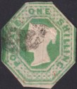 Queen Victoria 1847 Embossed 1sh Green Imperf Cut To Shape Used SG55