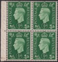King George VI 1937 ½d Green Watermark Inverted Block of 4 Mint SG462Wi c£40 FLT