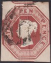 Queen Victoria 1847 Embossed 10d Brown Cut-Square 3 margins Used SG57 cat £1200