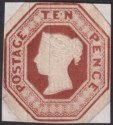 Queen Victoria 1847 Embossed 10d Brown apparently Unused SG57 cut shape rebacked