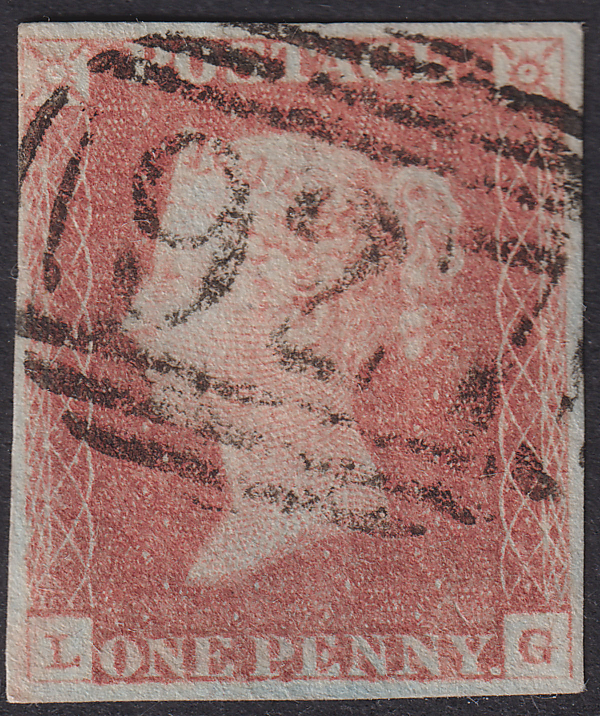 Queen Victoria 1841 1d Red Imperf Used with Numeral 927 Postmark Yarmouth