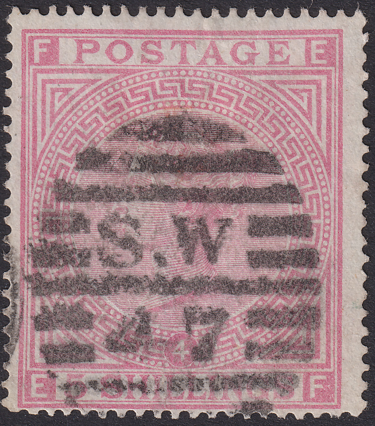 Queen Victoria 1882 5sh Rose Plate 4 Used SG134 cat £2000