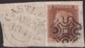 Queen Victoria 1841 1d Red Imperf Used Piece with Black MX + Castlerea Postmark