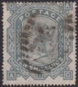 Click for more photos and details Queen Victoria 1876 10sh Greenish Grey watermark MX Used SG128 cat £2250