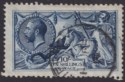 Click for more photos and details King George V 1913 Seahorse 10sh Indigo-Blue Waterlow Used SG402 cat £475