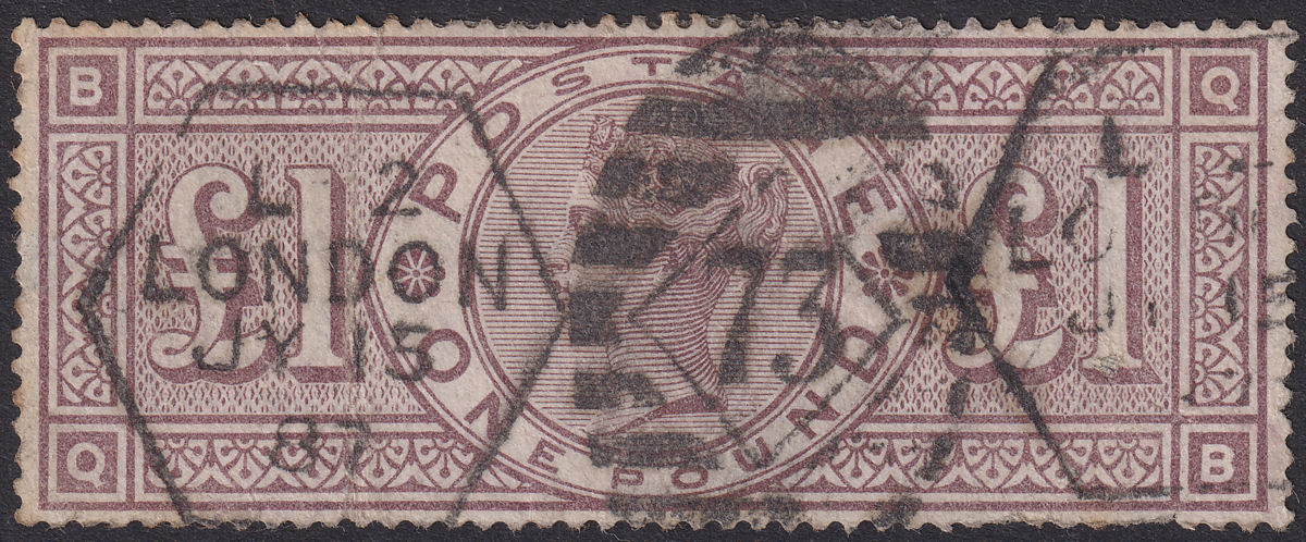 Queen Victoria 1884 £1 Brown-Lilac Used SG185 cat £2750 with FAULTS