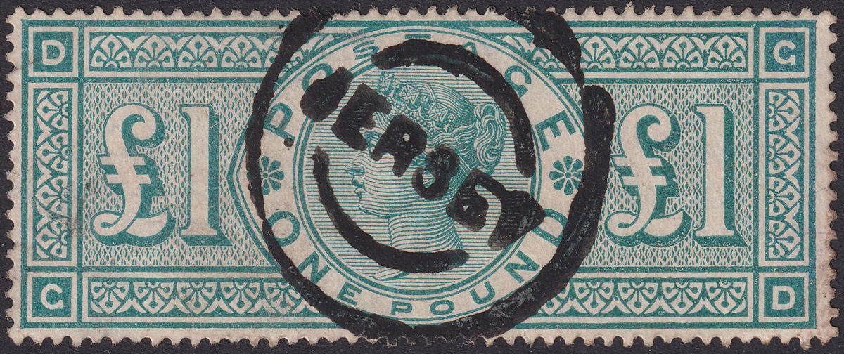 Queen Victoria 1891 £1 Green Used SG212 with Jersey Postmark cat £675