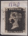 Click for more photos and details Queen Victoria 1840 1d Penny Black Used Black MX Letters LG Plate 6 Used Piece