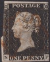 Click for more photos and details Queen Victoria 1840 1d Penny Black Used Red MX Letters NF Plate 2 Used