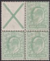 Click for more photos and details King Edward VII 1902 ½d Yellowish Green Block w St Andrew