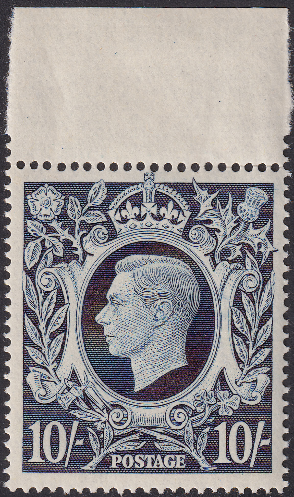 King George VI 1939 10sh Dark Blue Mint SG478 cat £260