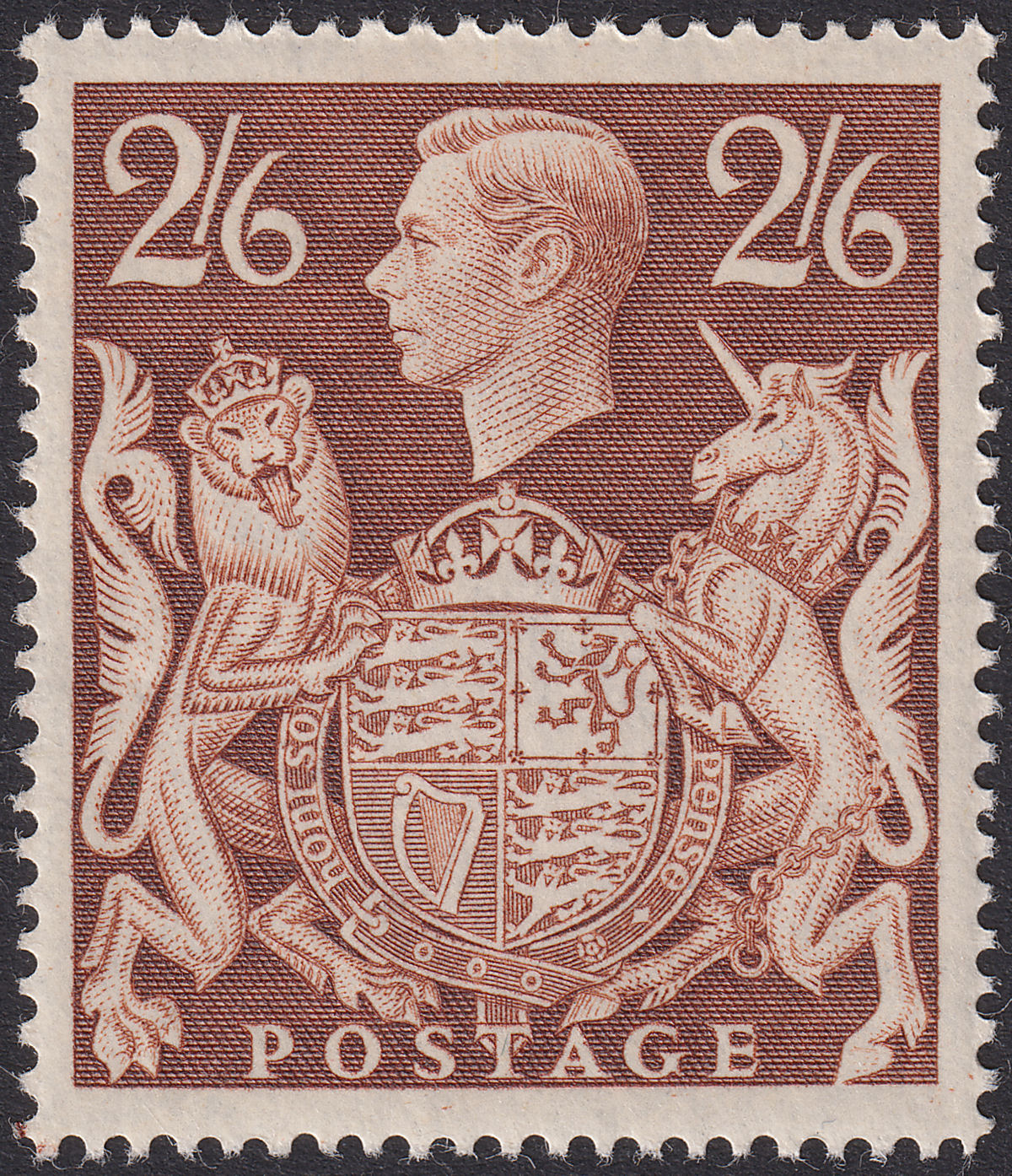 King George VI 1939 2sh6d Brown Mint SG476 cat £100