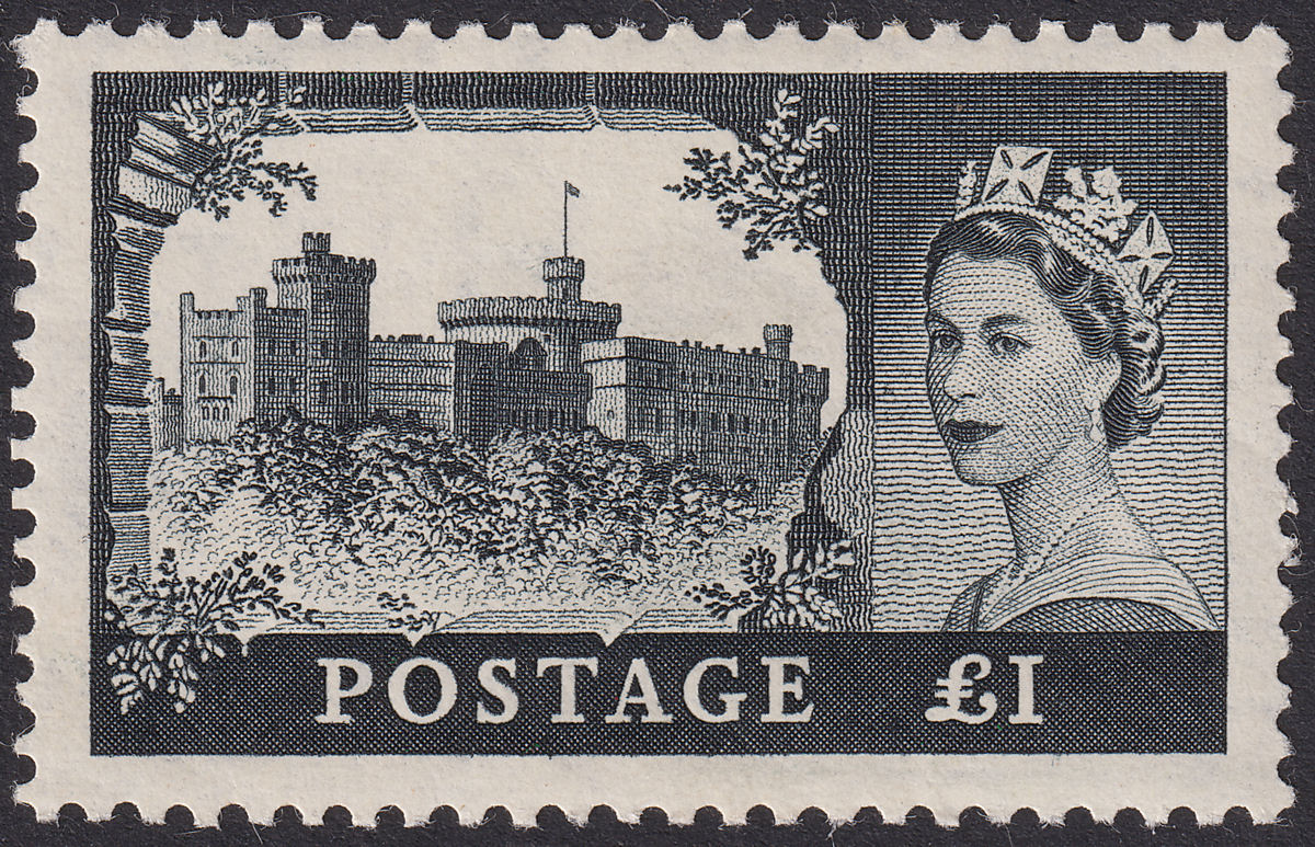 Queen Elizabeth II 1955 Windsor Castle £1 Black Waterlow Mint SG539 cat £100