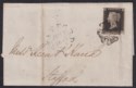 Click for more photos and details Queen Victoria 1841 1d Penny Black Used Entire to Stafford with Black MX Cancel