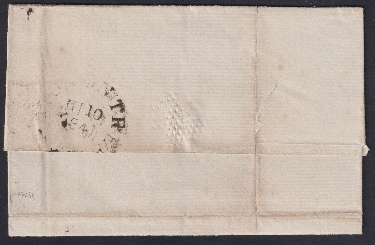 Queen Victoria 1841 1d Penny Black Used Entire to Stafford with Black MX Cancel