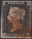 Click for more photos and details Queen Victoria 1840 1d Penny Black Used with Black MX Letters KC