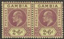 Gambia 1902 KEVII 2sh6d Purple and Brown on Yellow Pair Mint SG55