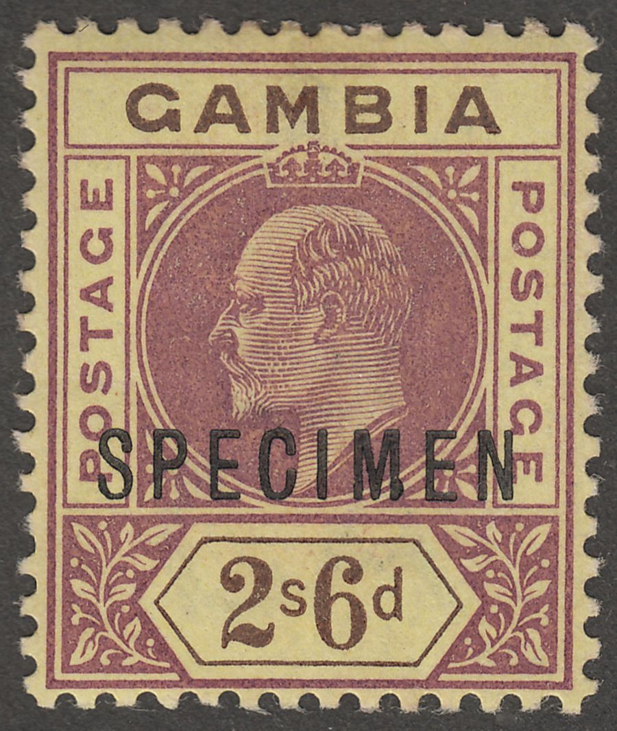 Gambia 1902 KEVII 2sh6d Purple and Brown on Yellow Specimen SG55s