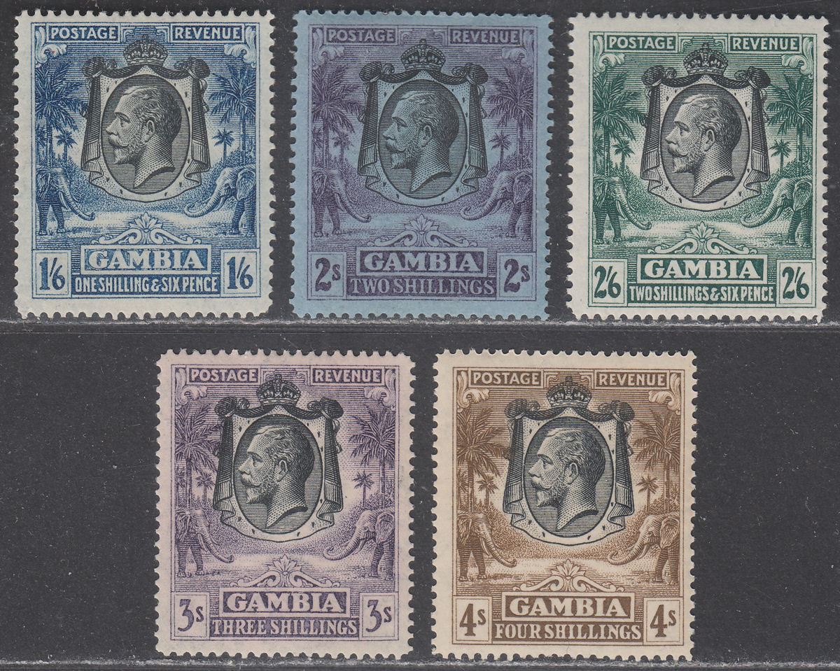 Gambia 1922 King George V wmk Script CA Part Set to 4sh Mint SG135-140 cat £150